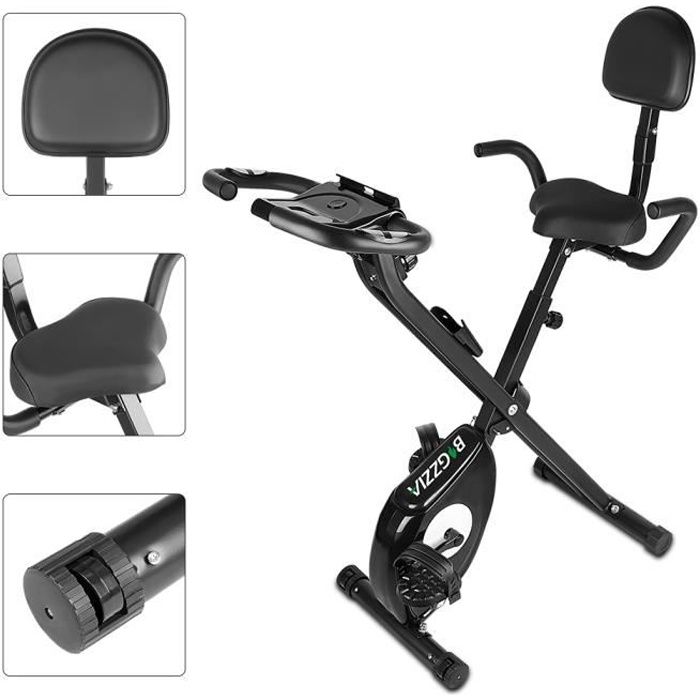 YEEZEE Vélo d'Appartement Pliable,écran LCD suspensions support tablette,avec 8 niveaux de résistance,Noir