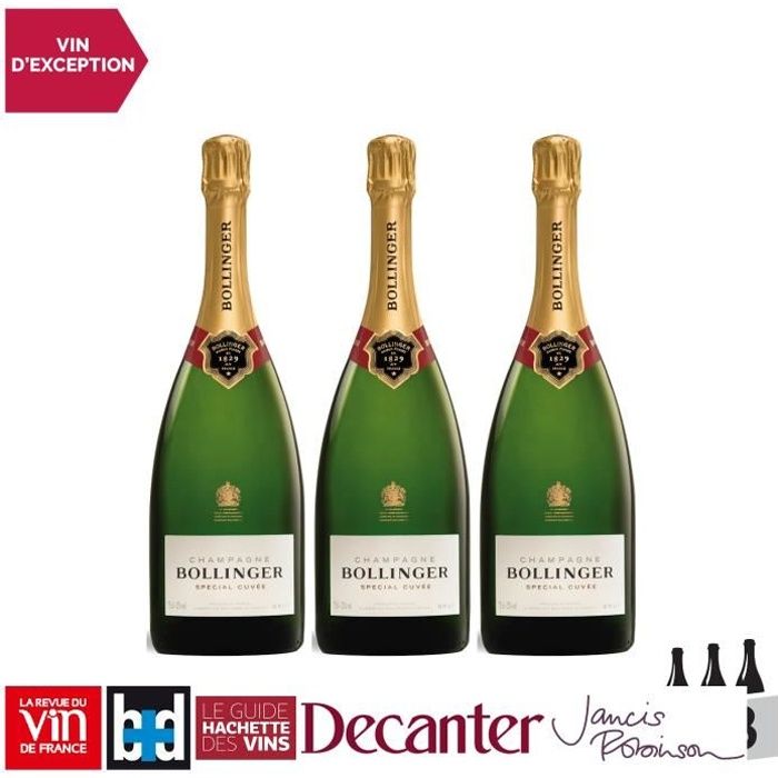 Champagne Special Cuvée Blanc - Lot de 3x75cl - Bollinger - 16-20 La Revue du Vin de France - Cépages Pinot Noir, Chardonnay, Pinot