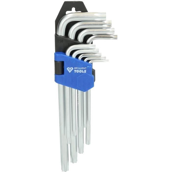 Kit clé BRILLIANT TOOLS courte à embout sphérique - 6 pans creux - 9pcs - BT045009