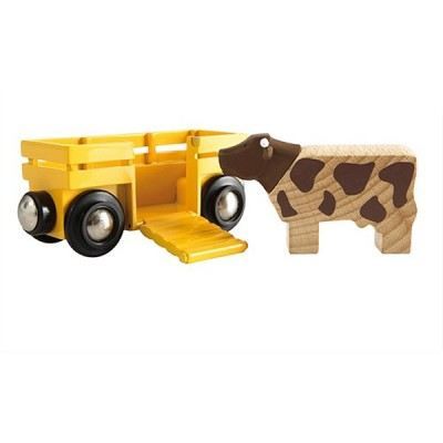 Brio World Wagon Transport de Betail - Accessoire aimanté pour circuit de train en bois - Ravensburger - Mixte dès 3 ans - 33406