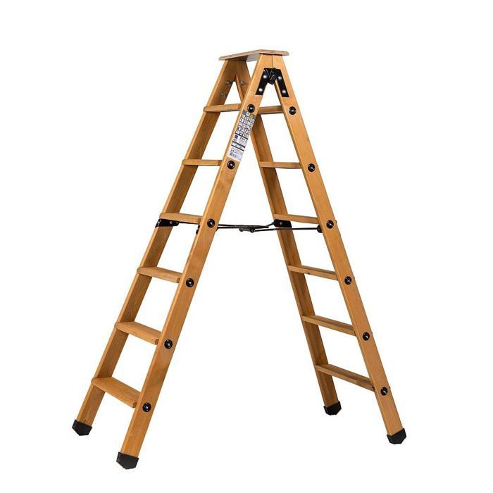 Escabeau double accès bois 2x6 marches + tablette CENTAURE - 483606