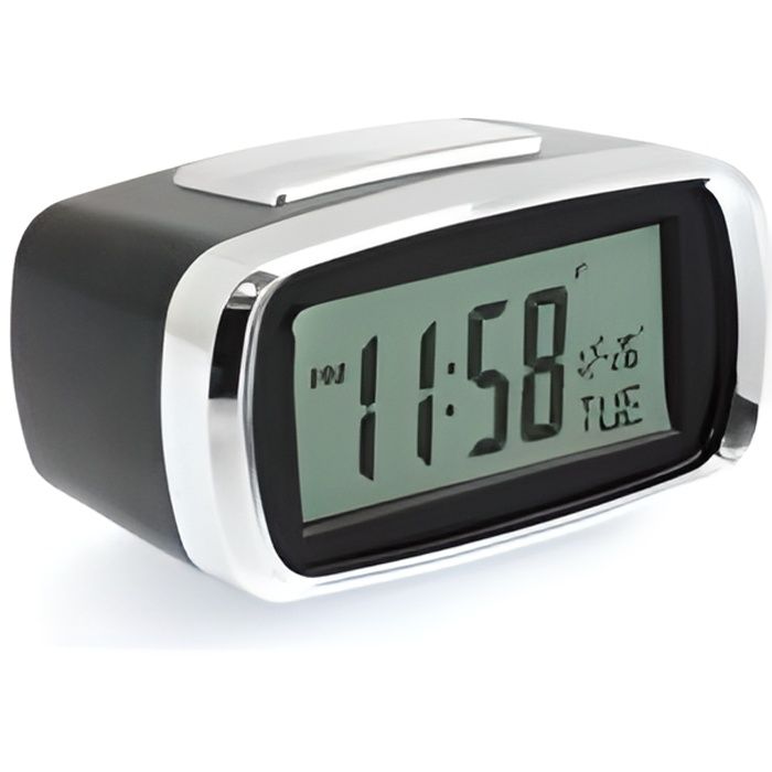 REVEIL DIGITAL ECRAN LCD NOIR HORLOGE ALARME CA…
