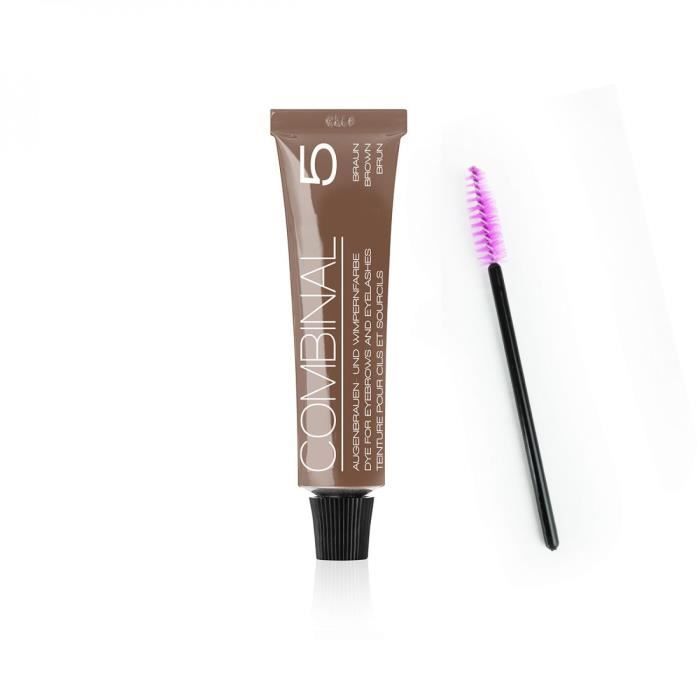 Tube de teinture pour cils et sourcils 15 ml + brosse à cils Vivezen - Marron foncé