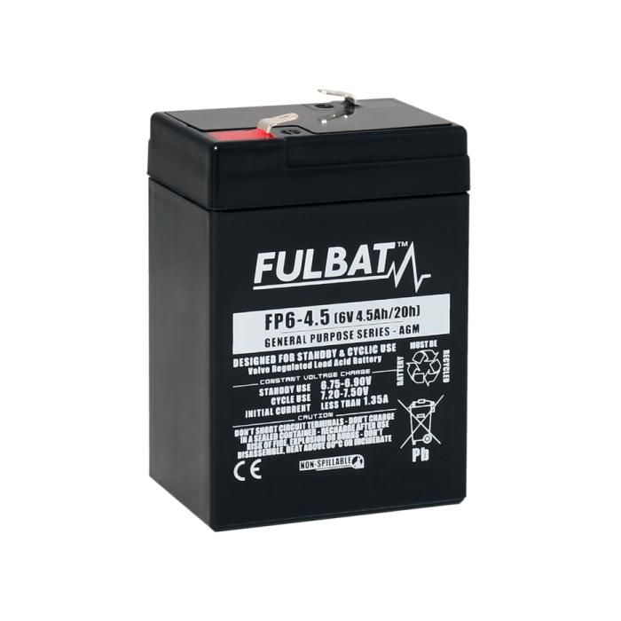 Batterie FULBAT AGM plomb étanche FP6-4.5 (T1) 6 volts 4,5 Amps