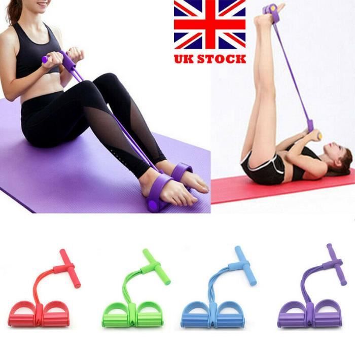 Fitness Gum 4 Tube Bandes de résistance Latex Pédale Exerciseur Sit-up Pull Rope Expander Bandes élastiques Équipement de yoga vert