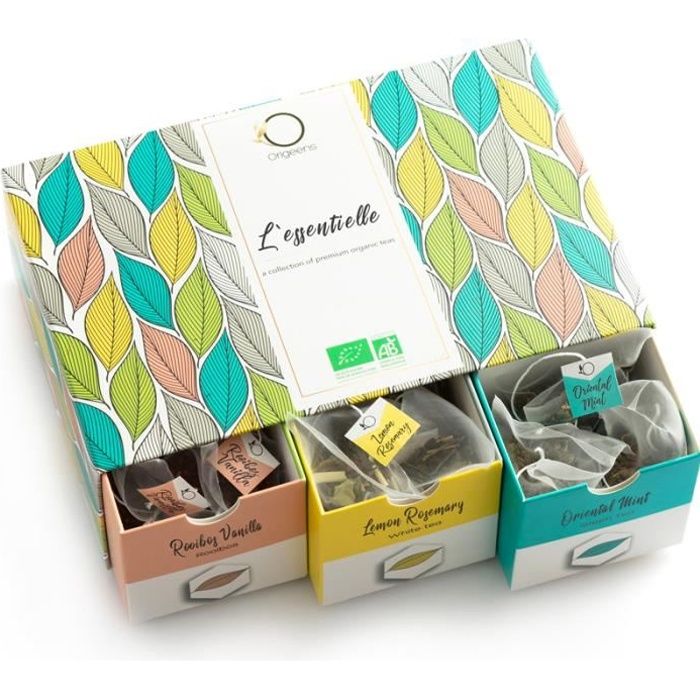 ☘️ Origeens, Coffret Thé Bio Premium L'Essentielle - Assortiment de 6 Thés, 48 sachets pyramide - Idée Cadeau…