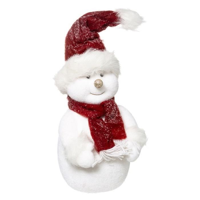 Bonhomme de Neige Déco -Soir de Noël- 40cm Blanc