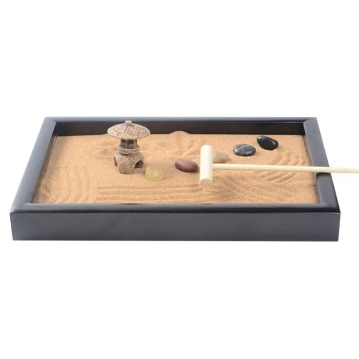 Sentiment de paix Méditation Zen Jardin Bureau Mini avec Râteaux Bac à sable décoratif pour bureau à domicile FONTAINE DE JARDIN