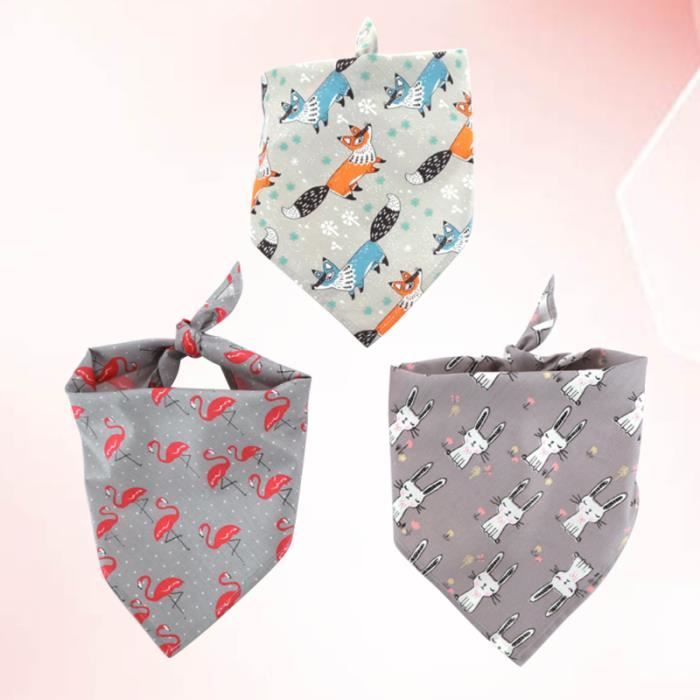 3 pièces doux confortable dessin animé imprimé chien bandage triangulaire écharpe foulard salive COFFRET BIBERONS