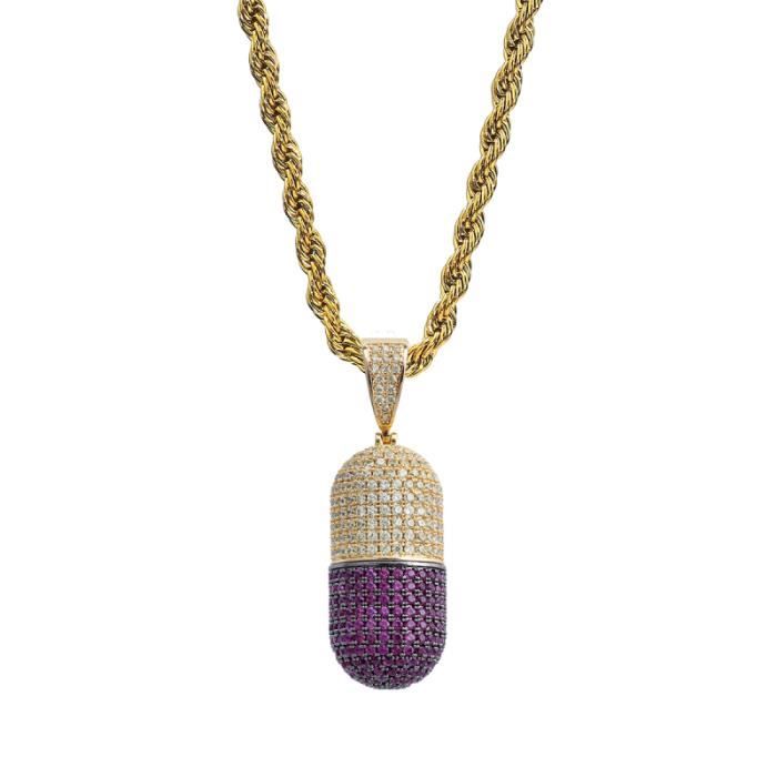 1 pièces détachable créatif drôle personnalisé Zircon collier pendentif Capsule strass pour homme CHAINE DE COU VENDUE SEULE