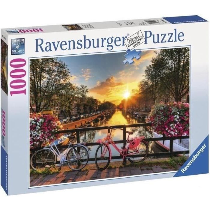 Puzzle 1000 pièces - Vélos à Amsterdam - Ravensburger - Puzzle adultes - Dès 14 ans