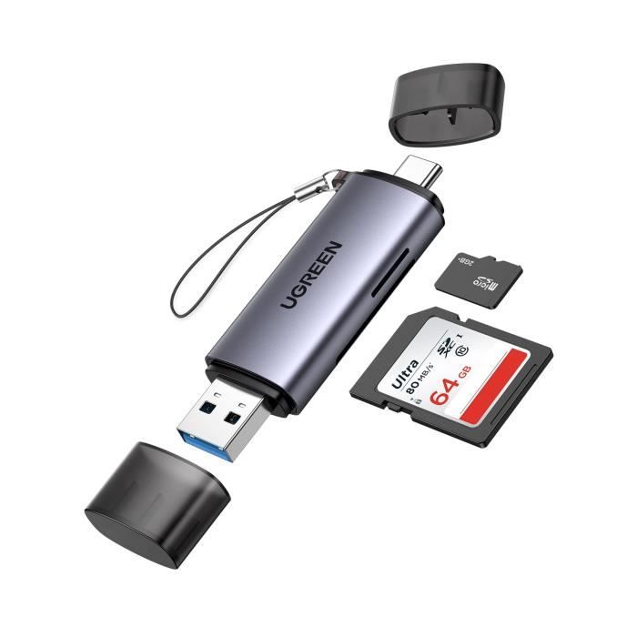 Lecteur de Carte SD Micro SD USB C USB 3.0 2 en 1 Adaptateur de Carte SD Max 2To Compatible avec MacBook/iPad/Galaxy