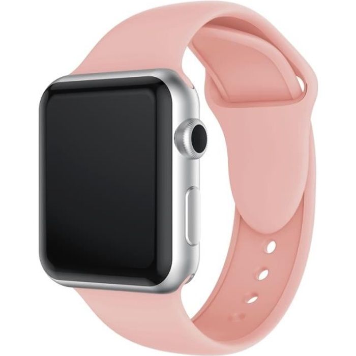Bracelet Bande de montre en silicone à double rivets pour Apple Watch séries 3 et 2 1 42 mm (Rose rouge) - 232199 Rouge