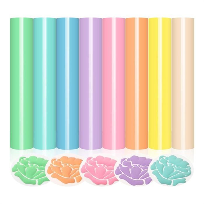 HTVRONT Puff Vinyl Heat Transfer - 9 Stück 3D-Puff-HTV In Pastellfarben Für T-Shirts