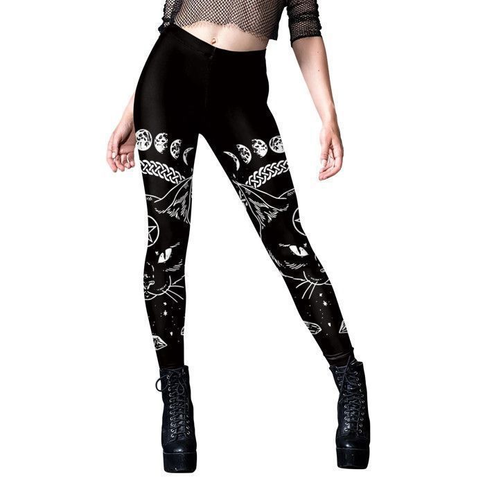 Leggings Gothique Femme Black Sugar - Côté Lacets, Couleur Noir - Style Punk Rock - 3