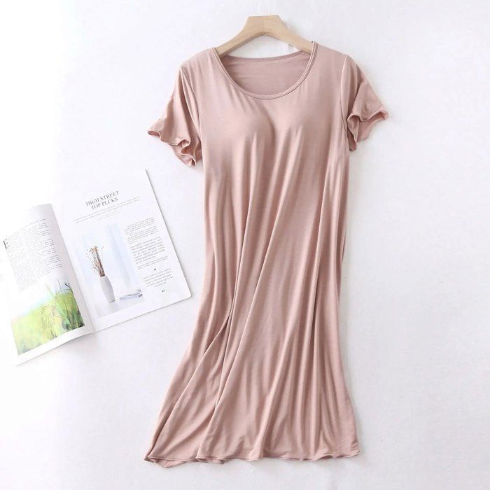 Chemise De Nuit Femme SOPESIL En Modal - Col V, Manches Courtes, Imprimé Cœur - Taille S à XXL