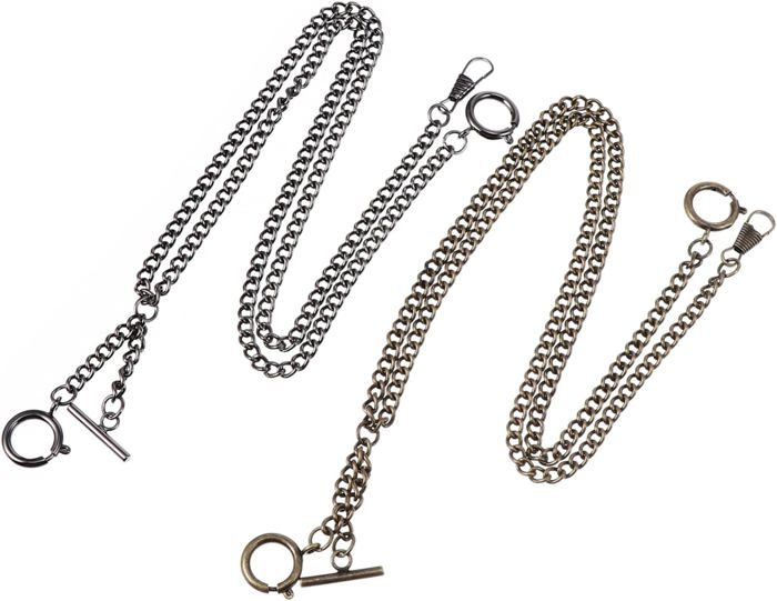 Chaîne De Montre De Poche Argent Vieilli PUREgrey - Fabriqué En Allemagne, Avec Anneau Et Mousqueton