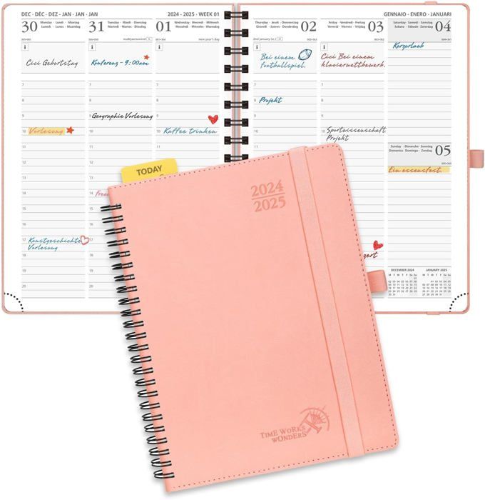 Agenda Semainier 2024-2025 Jokisa - 17 Mois D'Août 2024 à Décembre 2025 | Format 22x16cm Avec Porte-Stylo