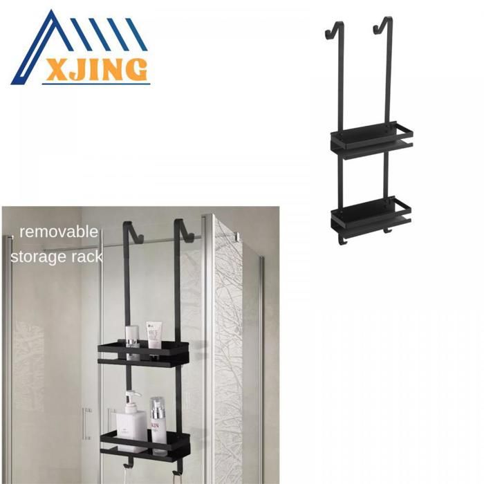 XJING Tablette de douche murale - Double panier de rangement - Pas besoin de percer - 74*25*10.2cm - Acier inoxydable