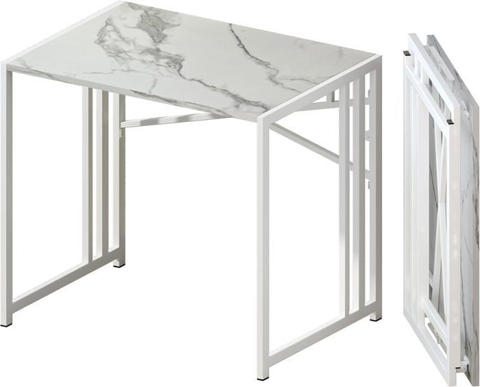 Thuiskantoor Tafel Geen Montage Lutown-Teen Inklapbare Computertafel 90 Cm - Grijs Marmer | Geen Montage, Direct Klaar | Als Bureau, Gamingtafel Of Picknicktafel Multifunctioneel Camping Bureau