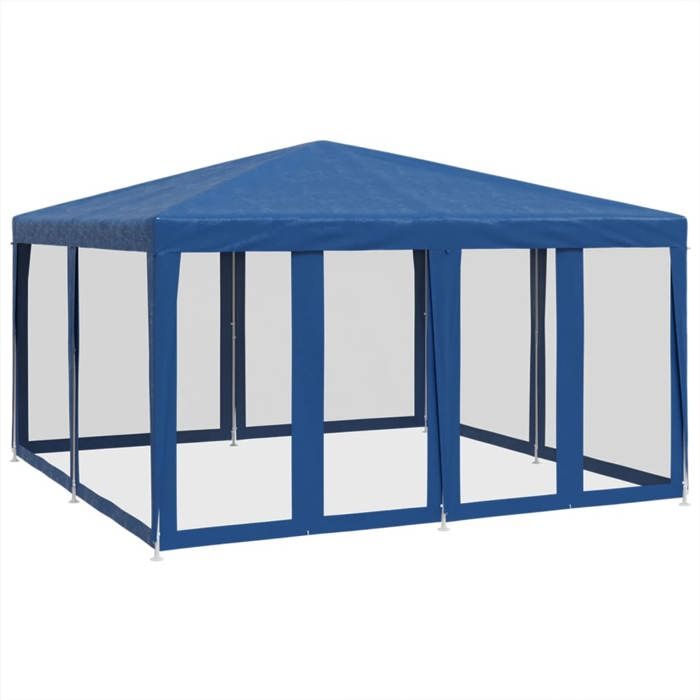 Meilleures Tonnelle de jardin-Tente de fête - Anti UV - avec 8 parois latérales en maille bleu 4x4m PEHD SSD3883557