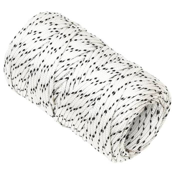 Corde De Bateau Polyester Tressée 14mm X 25m - Corde Amarrage, Levage Et Usage Général Blanc