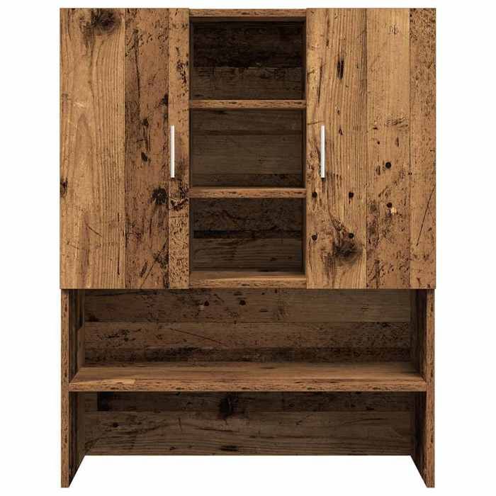 (ON SALE)Meuble haut de salle de bainMeuble WC pour machine à laver vieux bois 705x255x90 cm 64368
