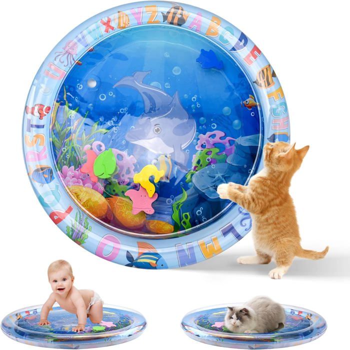 Meilleurs prix pour Tapis deau gonflable dauphins pour chats chiens bébés sensoriel épaissi interactif pour jeux aquatiques dété amusants