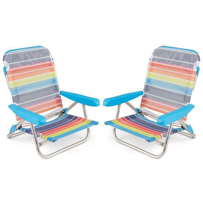 Lot de 2 Chaises de Jardin Pliables COSTWAY Dossier Réglable à 5 Niveaux Sangle de Transport Charge 150 kg pour Pêche Camping