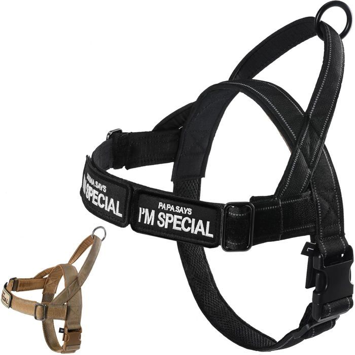 Meilleurs prix pour Harnais réglable pour petitsmoyens et grands chiens - Réfléchissant - Anti-éclatement - Sans traction - Harnais Noir - Taille XL