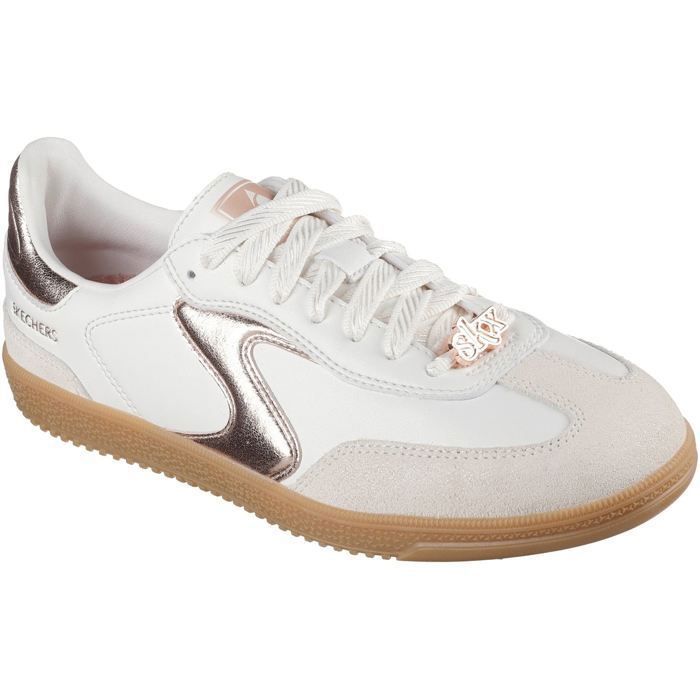 Skechers Baskets Blanches/rose Doré Pour Femmes