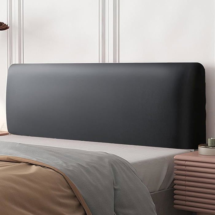 Housse De Tête De Lit En Cuir PU - Protection Anti-Poussière Élastique, Gris 200cm Pour Têtes De Lit 200-220cm