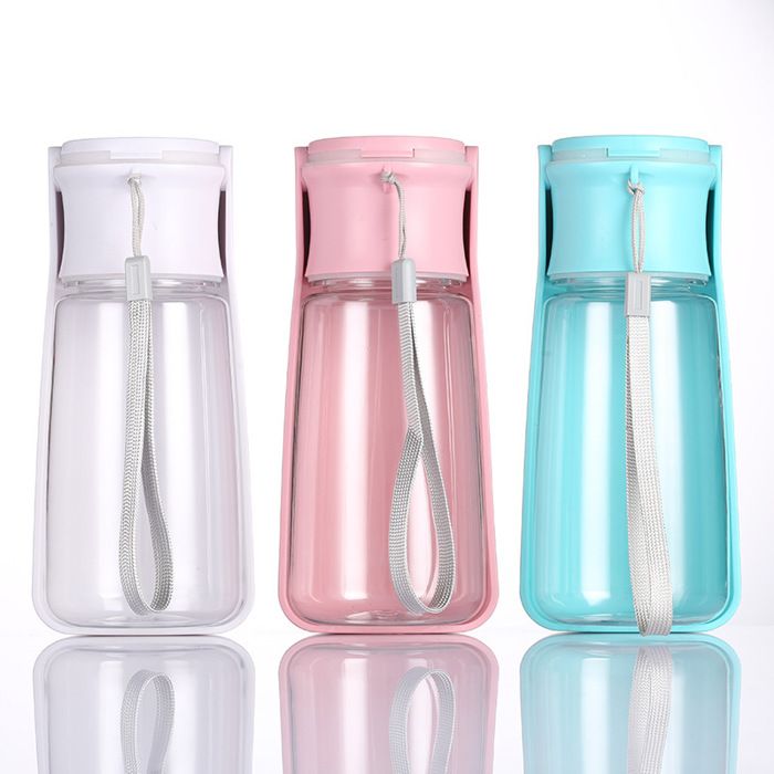 Distributeur deau pour chien - ULISEM - 550 ml - Pliable - Anti-fuite - Rose