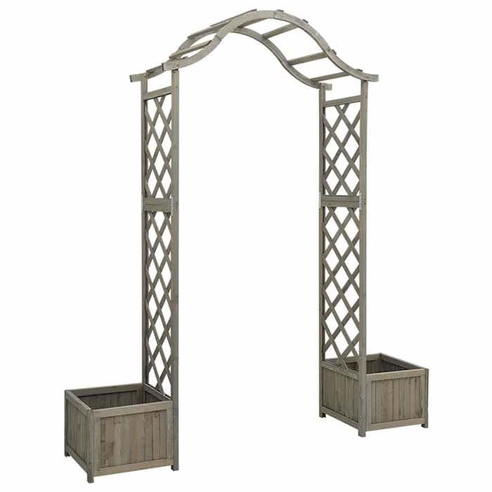 “Winter SaleTOP Arche à Rosiers Gris - Pergola de jardin avec jardinière Gris Bois pin massif PRO62482