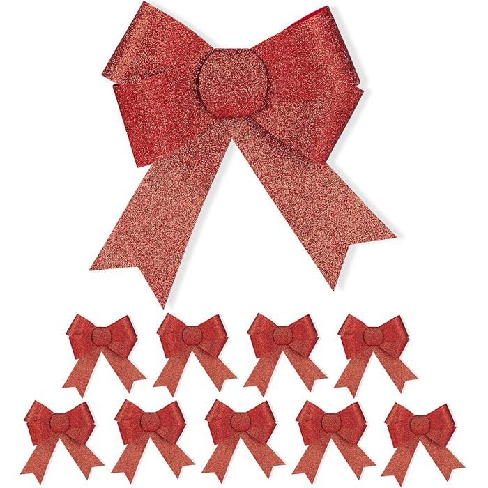 RAILONCH Lot De 10 Noeuds Papillons Voiture Décoration Mariage - Rouge - Satin Fleur Simulation