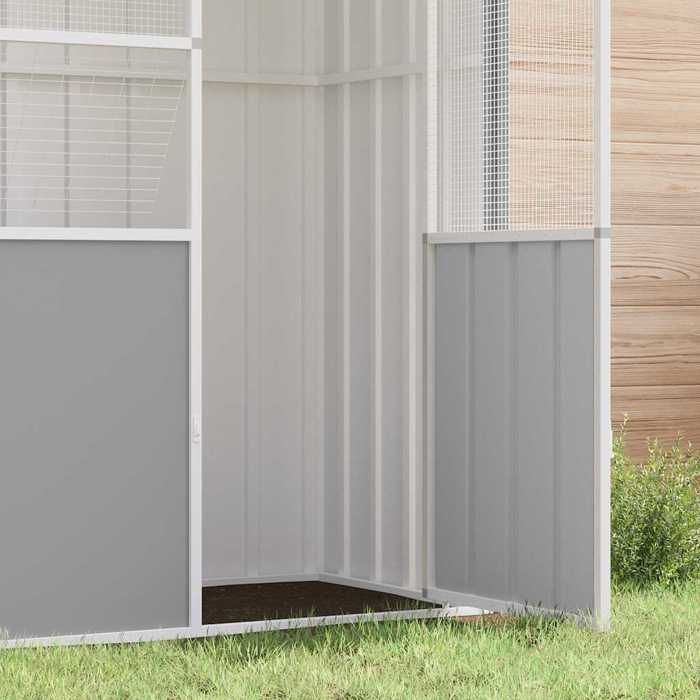 Cage à oiseaux en acier galvanisé - WIENS - 215x78x200 cm - Gris - Clôture soudée - Vaste espace dactivité