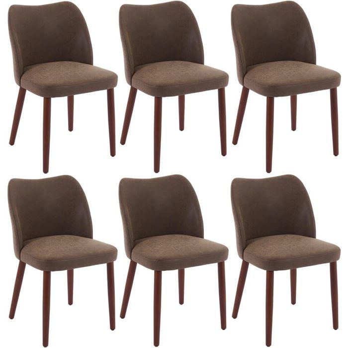 Lot de 6 Chaise de salle à manger - Revêtement synthétique - 48x51x75cm - cafe