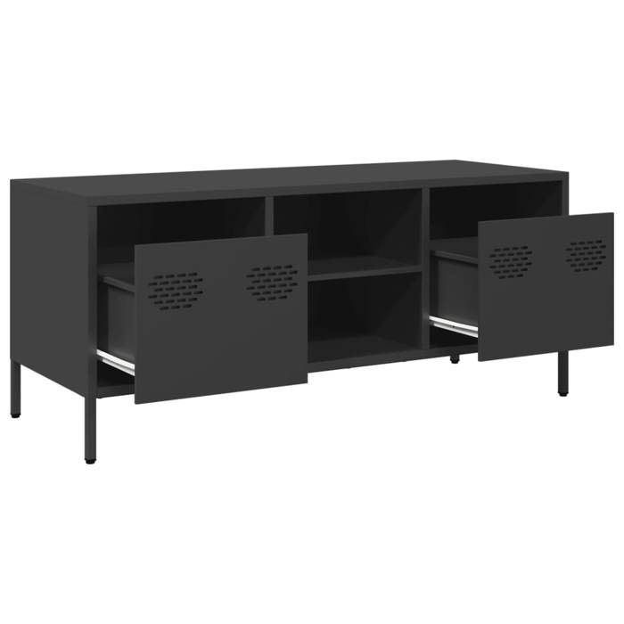 NEUF Armoire TV - Noir - Meuble TV - TABLE TV - noir 101 5x39x43 5 cm - acier laminé à froid TT4943