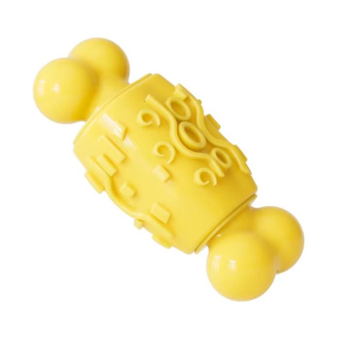 Jouet à mâcher indestructible pour chien - Phoesky - Os design - Interactive - TPR - Jaune - Pour chiens - Auto-jeu