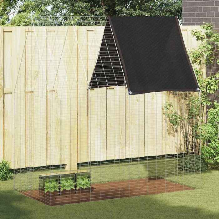 Argent Cage pour lapins - enclos dextérieur - Argenté 200x100x210 cm Acier galvanisé A2082