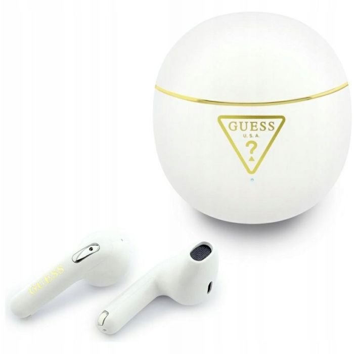 Casque - ecouteurs Guess Ãcouteurs sans fil Gold Line Triangle blancs