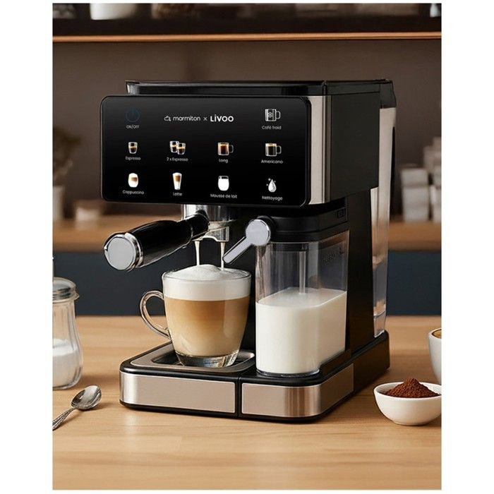 Machine à café expresso multifonction - LIVOO - Expresso - 20 bars - 1 350 W - Compatible capsules Nespresso - Livoo