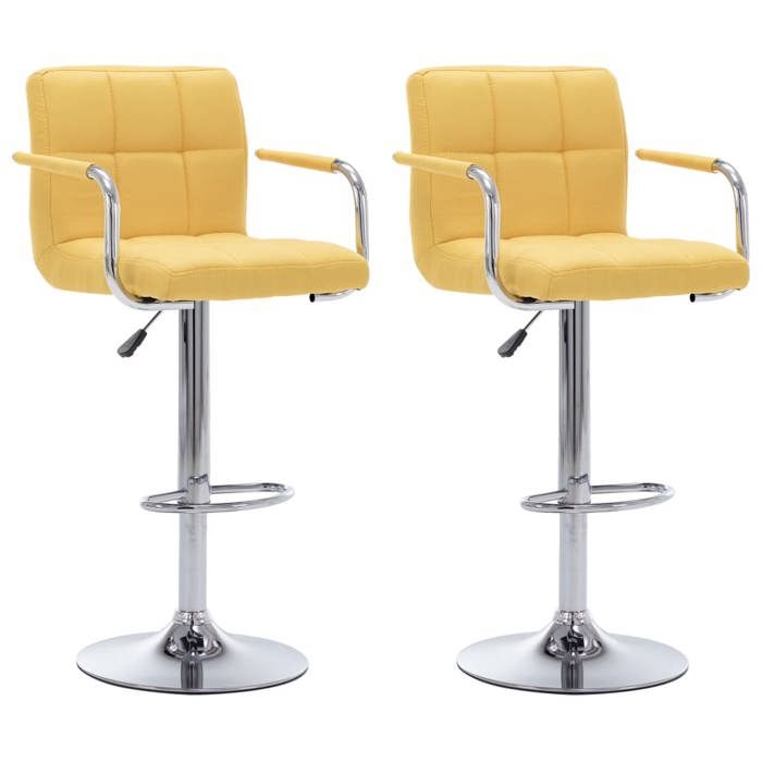 Jaune Chaises de bar lot de 2 jaune tissu - Chaise haute de bar H16163