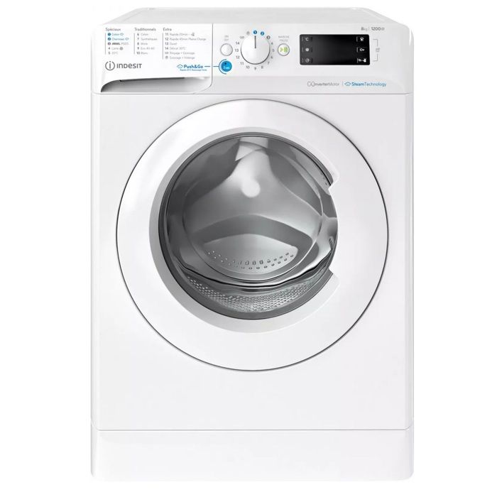 Lave-linge frontal - INDESIT - BWE8127XWVFR - 8 kg - 1200 trs/min - Push&Go Steam - Indesit