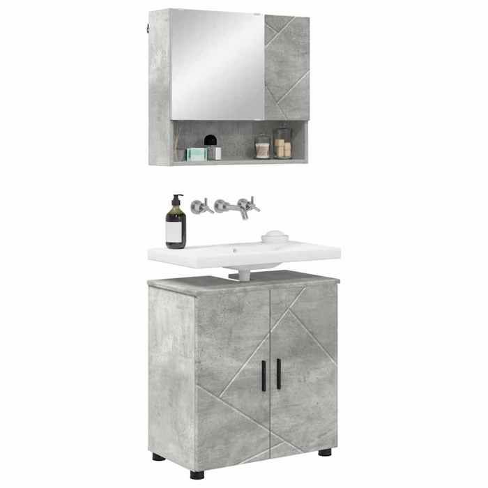 (TOP 2026)Ensemble de mobilier de salle de bain - SWEETY - ARMOIRE WC/SALLE DE BAIN COMPLETE - 2 pcs - Gris béton 61x35x64cm 737098