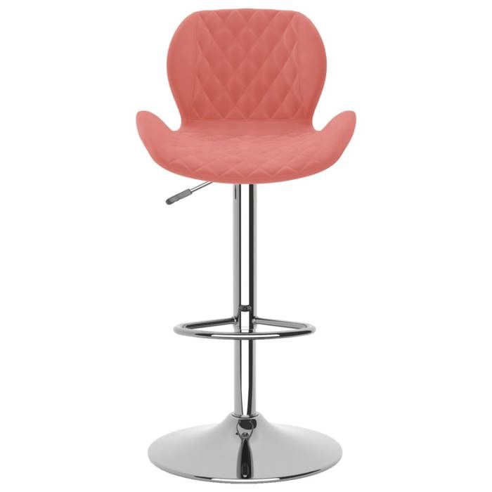 Tabourets Cuisine - Rose - Chaises de bar - (2 pcs) - 2 personnes - rose velours 48x51x(89-111) cm F2395