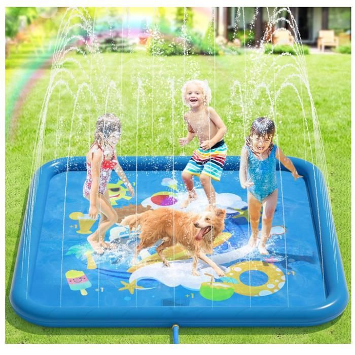 Tapis Eau XXL 170 Cm – Splash Pad Antidérapant En PVC Épais, Jeu De Pulvérisation Pour Enfants Et Chiens, Été En Jardin