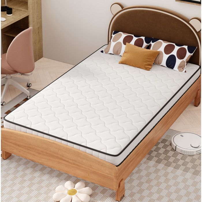 Matelas 90 x 190 cm VIVRYN - H3 mi-ferme - ressorts ensachés ergonomique 12 cm blanc tissu et métal