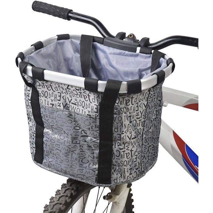 Panier pour avant de vélo amovible en toile panier de transport pour animal domestique cadre en alliage daluminium - Ar - Argenté