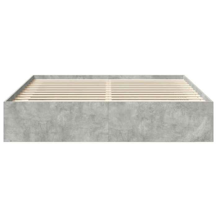 Cadre de lit gris béton 200x200 cm_2 ans garantie_78678